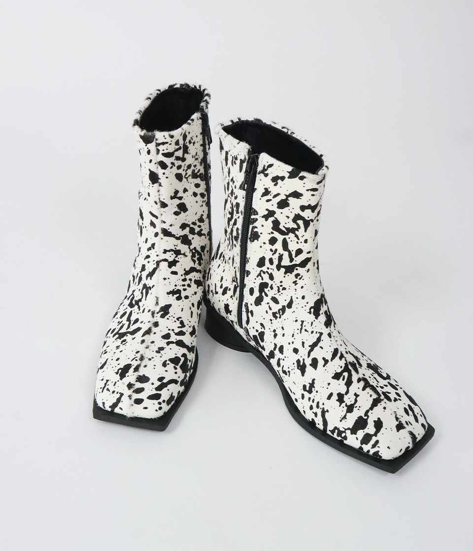 CALF COW ANKLE BOOTS
